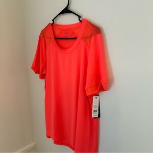 NWT‎ ZELOS Women’s Short Sleeve Performance T Shirt Neon Orang/ Coral Size L